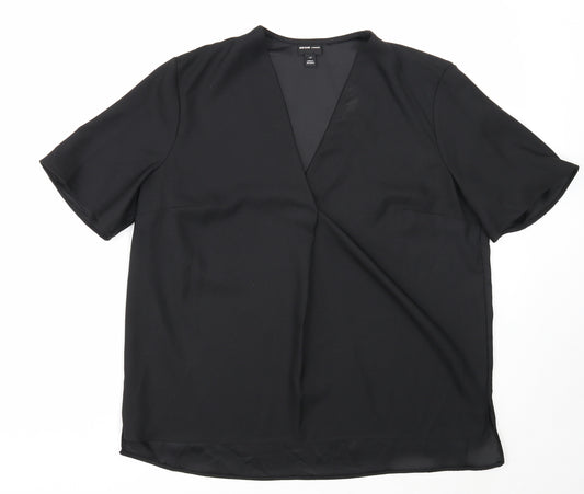 River Island Womens Black Polyester Basic Blouse Size 14 V-Neck