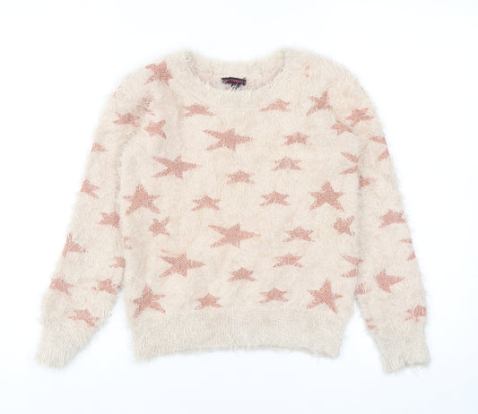 Store Twenty One Girls Pink Round Neck Geometric Nylon Pullover Jumper Size 9-10 Years Pullover - Stars
