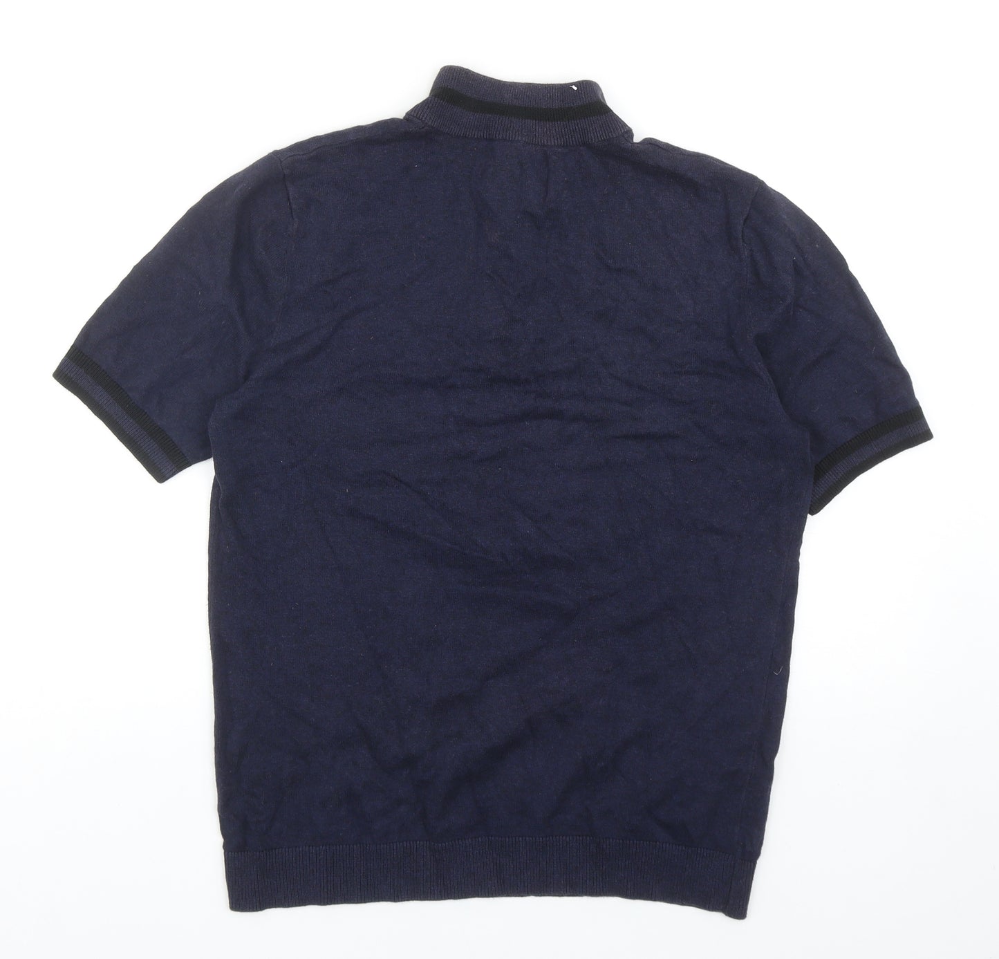 Topman Mens Blue Acrylic T-Shirt Size M Mock Neck