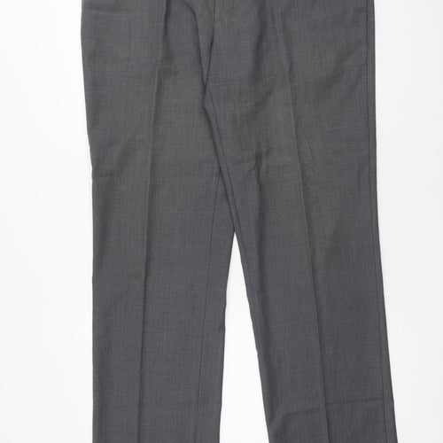 Full Circle Mens Grey Wool Trousers Size 44 in Regular Zip