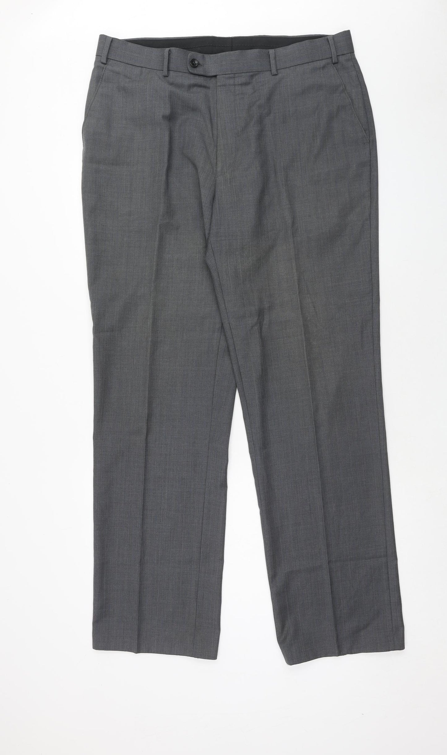 Full Circle Mens Grey Wool Trousers Size 44 in Regular Zip