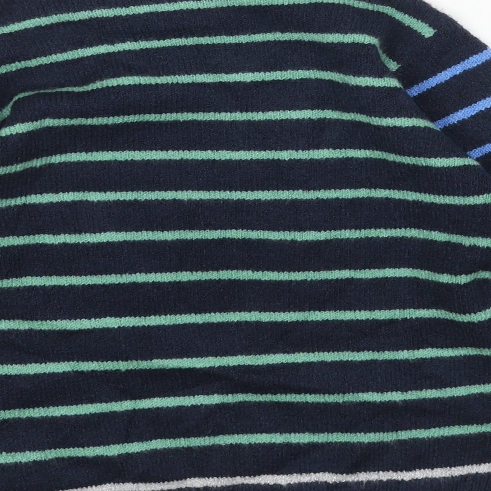 Marks and Spencer Boys Blue Round Neck Striped Acrylic Pullover Jumper Size 6-7 Years Pullover