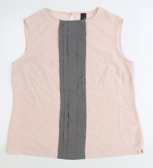 TU Womens Pink Polyester Basic Blouse Size 16 Round Neck