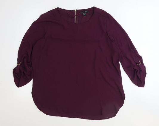 Primark Womens Purple Polyester Basic Blouse Size 16 Scoop Neck