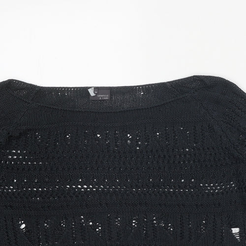 Sparkle & Fade Womens Black Boat Neck Acrylic Pullover Jumper Size M