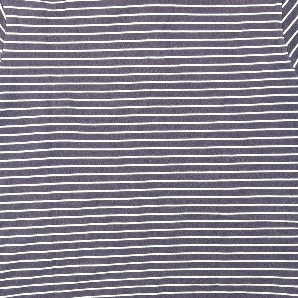 George Mens Blue Striped 100% Cotton Polo Size M Collared Pullover