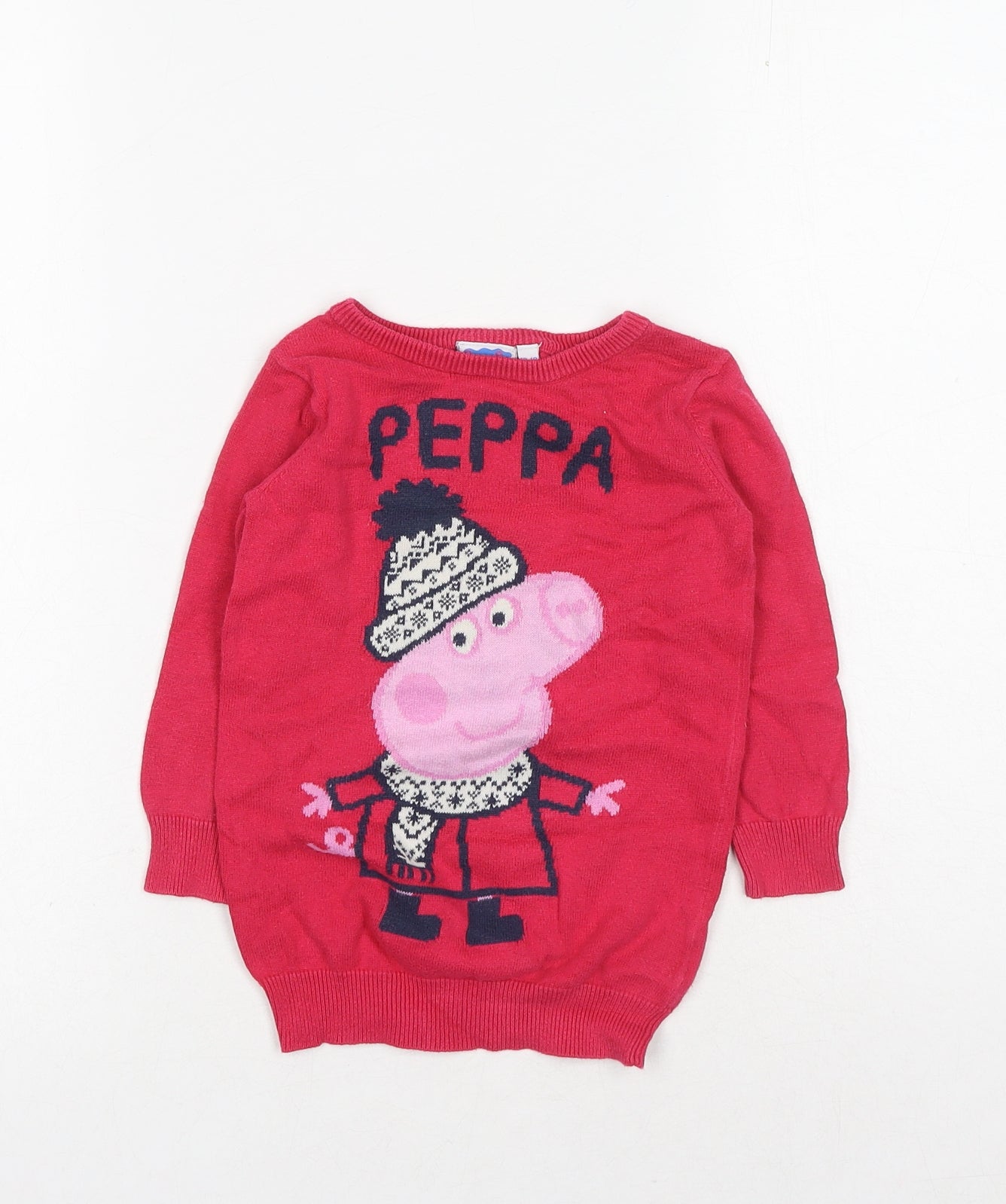 Peppa Pig Girls Pink Cotton Pullover Jumper Size 12-18 Months Pullover - Peppa pig