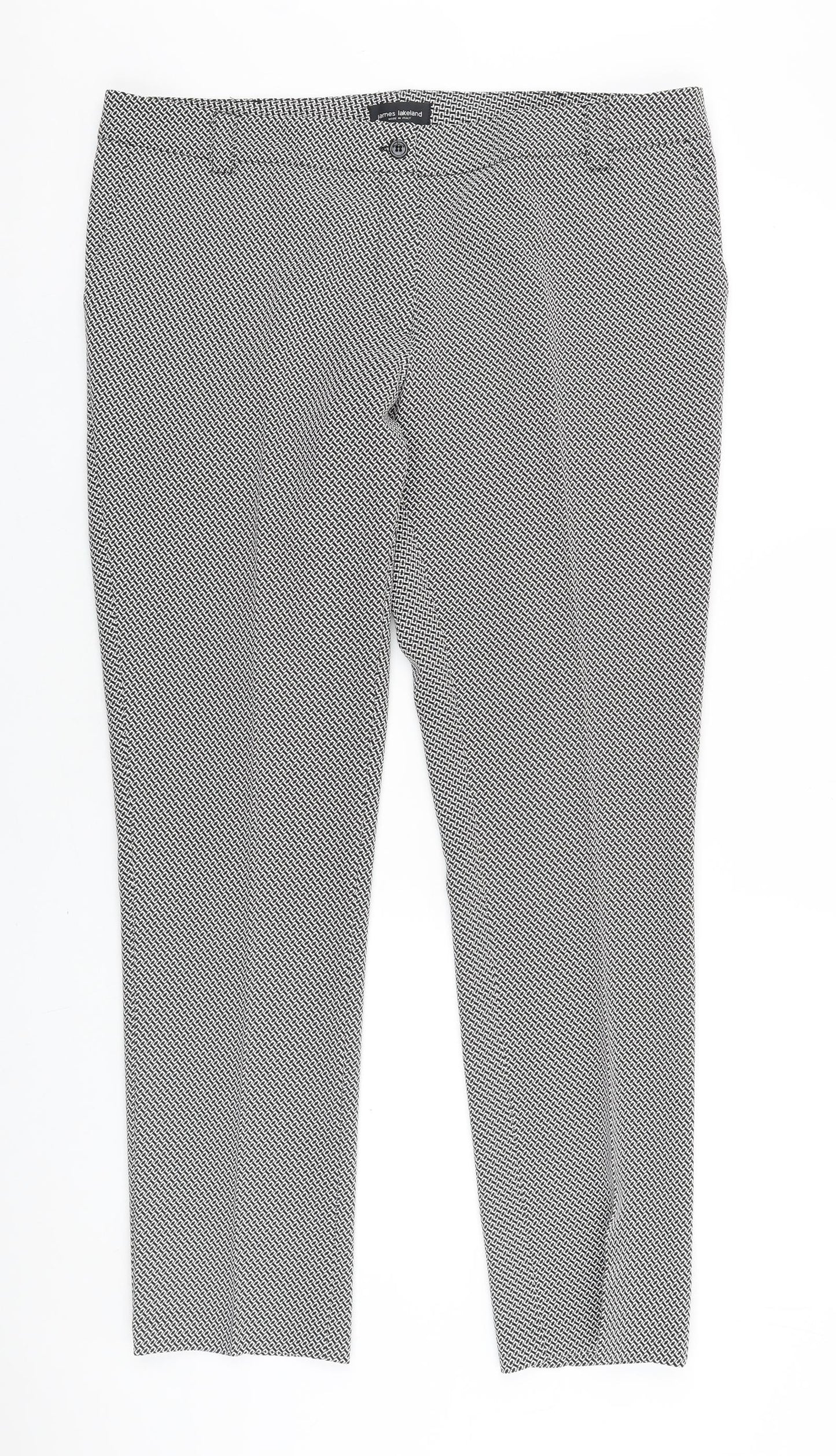 James Lakeland Womens Black Geometric Polyester Dress Pants Trousers Size 38 in L31 in Regular Zip