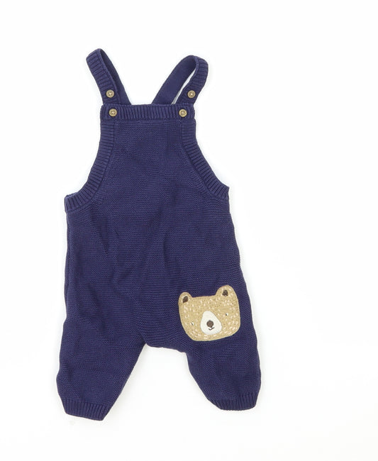 NEXT Boys Blue Acrylic Dungaree One-Piece Size 3-6 Months Snap