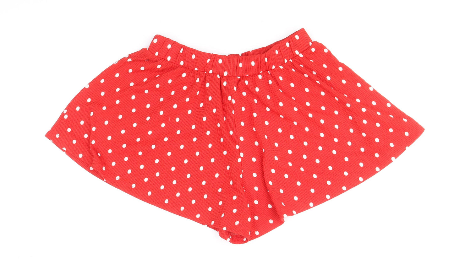 NEXT Girls Red Polka Dot Polyester Culotte Shorts Size 10 Years Regular