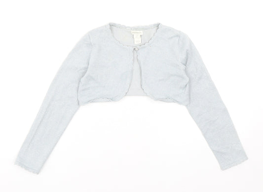 Monsoon Girls Blue Round Neck Cotton Cardigan Jumper Size 7-8 Years Button - Cropped