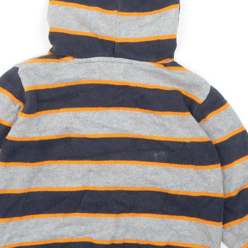 Leisure Club Boys Multicoloured Round Neck Striped Cotton Cardigan Jumper Size 2-3 Years Button