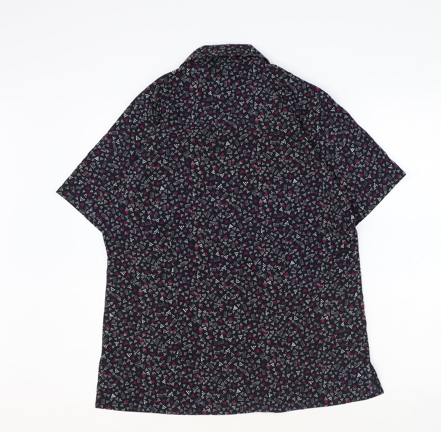 Vortex Womens Black Geometric Polyester Basic T-Shirt Size 12 V-Neck