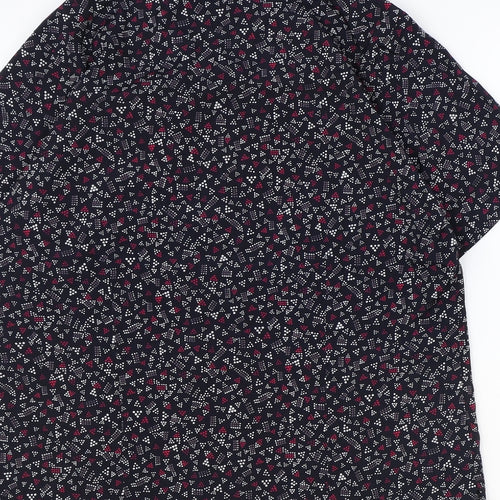 Vortex Womens Black Geometric Polyester Basic T-Shirt Size 12 V-Neck