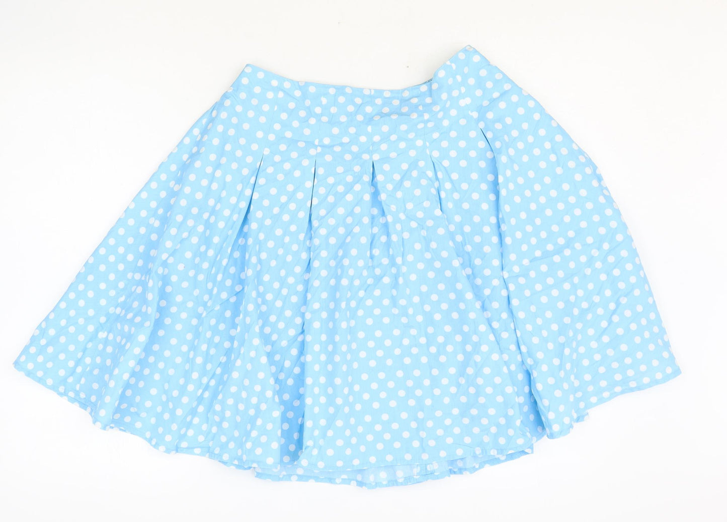 John Lewis Girls Blue Polka Dot 100% Cotton Skater Skirt Size 12-13 Years Regular Zip