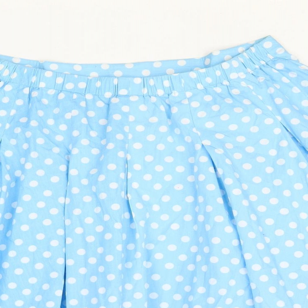 John Lewis Girls Blue Polka Dot 100% Cotton Skater Skirt Size 12-13 Years Regular Zip