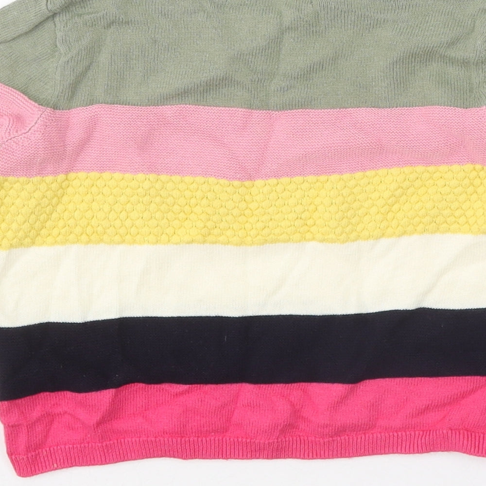 H&M Girls Multicoloured Round Neck Colourblock 100% Cotton Pullover Jumper Size 2-3 Years Pullover