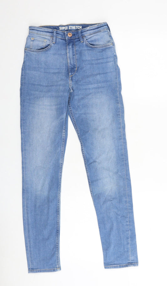 Preworn Girls Blue 100% Cotton Skinny Jeans Size 12-13 Years Regular Zip