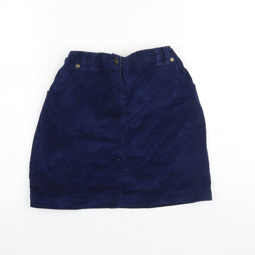 John Lewis Girls Blue 100% Cotton A-Line Skirt Size 10 Years Regular Zip