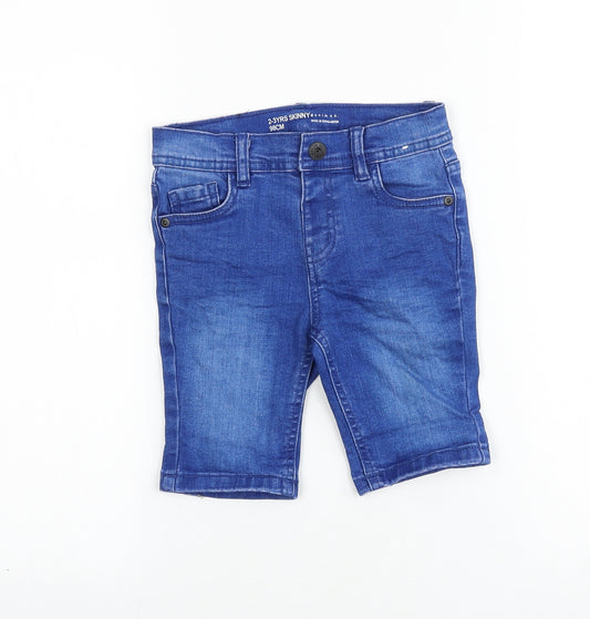 Denim & Co. Boys Blue 100% Cotton Bermuda Shorts Size 2-3 Years Regular Snap