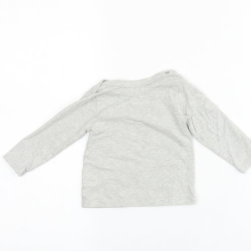 mamas & papas Grey 100% Cotton Basic T-Shirt Size 3-6 Months Round Neck Snap