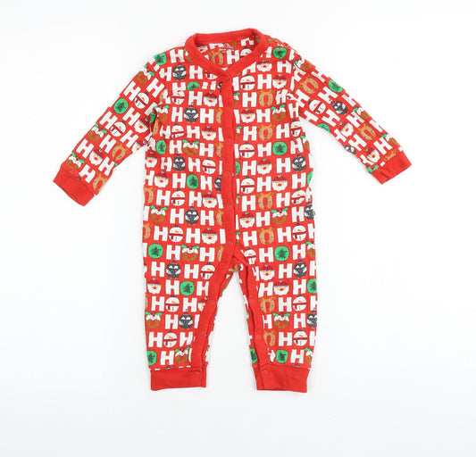NEXT Baby Red Geometric 100% Cotton Babygrow One-Piece Size 12-18 Months Pullover - Christmas