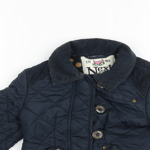 NEXT Girls Blue Quilted Coat Size 3-4 Years Zip