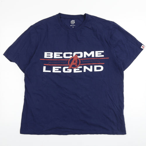 Marvel Mens Blue Cotton T-Shirt Size XL Round Neck - Become a Legend
