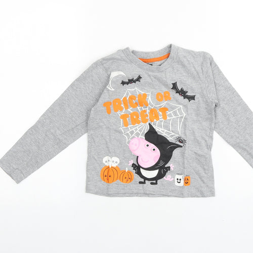 Peppa Pig Girls Grey 100% Cotton Basic T-Shirt Size 3-4 Years Round Neck Pullover - Trick or Treat