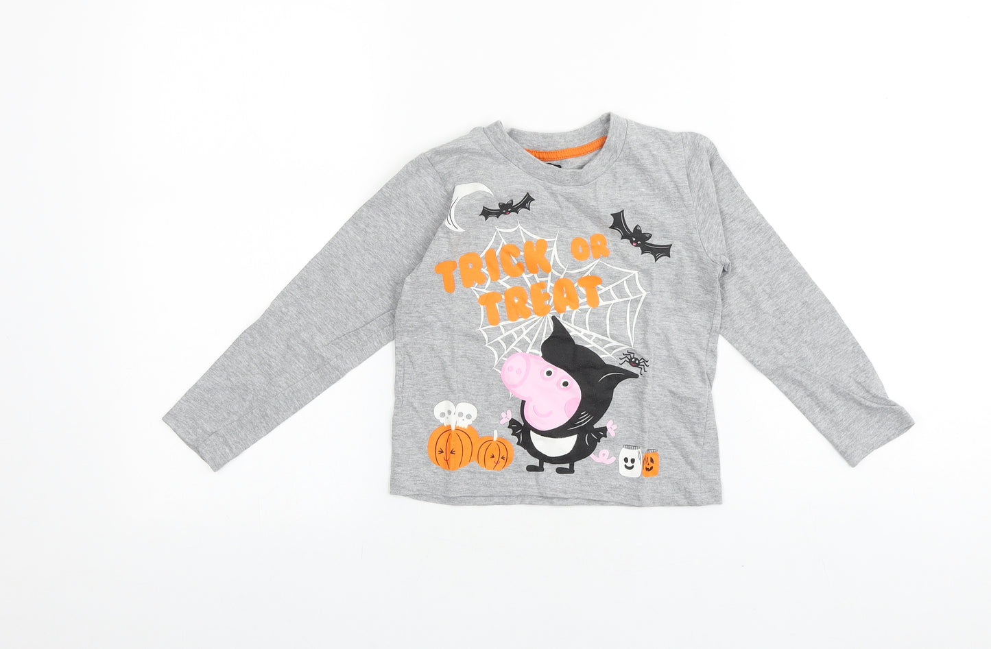Peppa Pig Girls Grey 100% Cotton Basic T-Shirt Size 3-4 Years Round Neck Pullover - Trick or Treat
