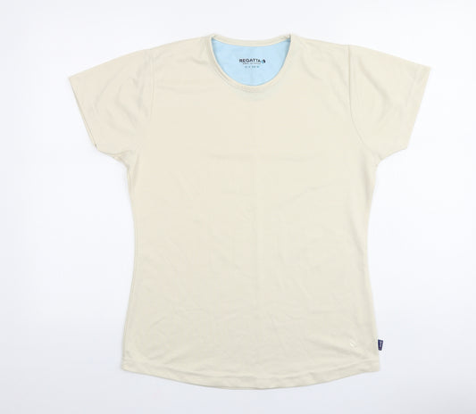 Regatta Womens Beige Polyester Basic T-Shirt Size 14 Scoop Neck Pullover