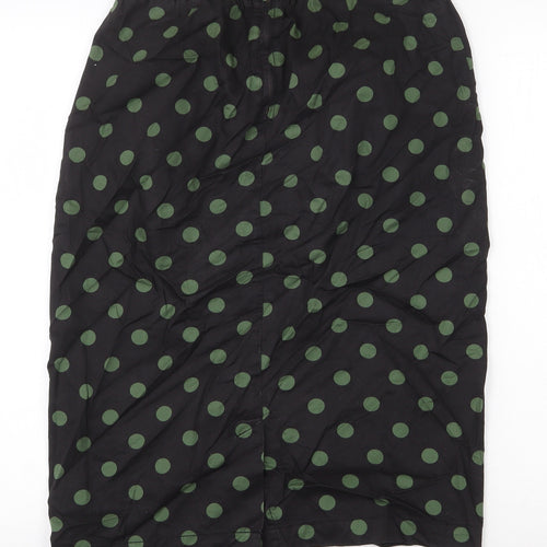 Cath Kidston Womens Black Polka Dot Cotton Straight & Pencil Skirt Size 12 Zip