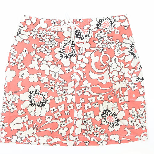 Denver Hayes Womens Pink Floral Polyester Mini Skirt Size L Drawstring