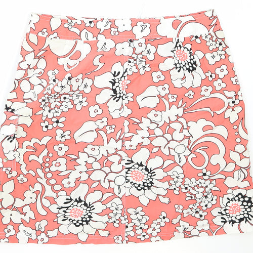 Denver Hayes Womens Pink Floral Polyester Mini Skirt Size L Drawstring