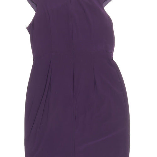 Jessica Howard Womens Purple Polyester Sheath Size 10 V-Neck Zip
