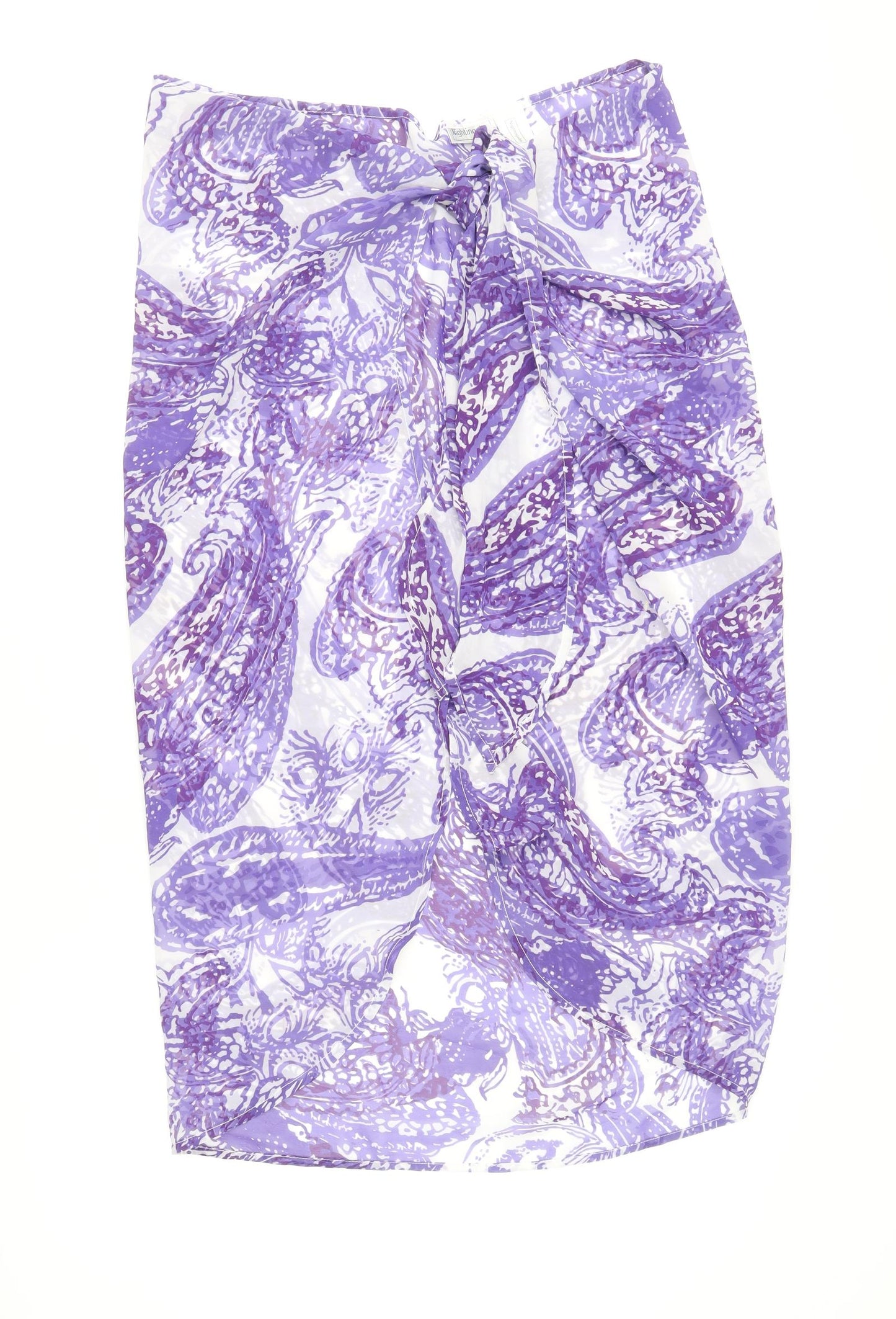 Nightingales Womens Purple Geometric Polyester Straight & Pencil Skirt Size 10 Tie - Size 10-18