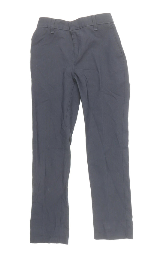 Marks and Spencer Boys Blue Polyester Chino Trousers Size 7-8 Years Regular Zip