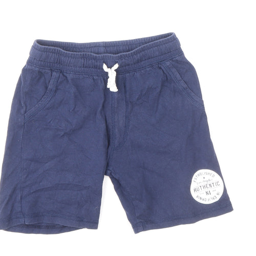 H&M Boys Blue 100% Cotton Sweat Shorts Size 4-5 Years Regular Drawstring
