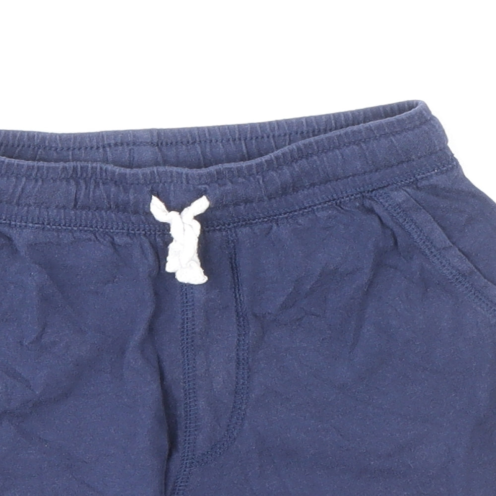 H&M Boys Blue 100% Cotton Sweat Shorts Size 4-5 Years Regular Drawstring