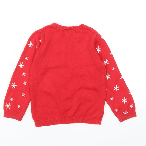 George Girls Red Round Neck Cotton Pullover Jumper Size 2-3 Years Pullover - Peppa Pig Christmas
