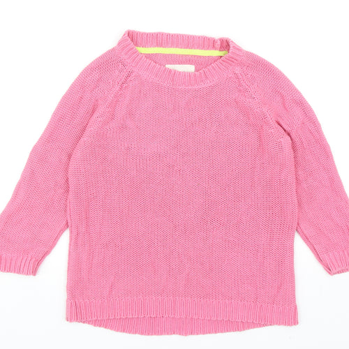Johnnie B Girls Pink Scoop Neck Cotton Pullover Jumper Size 11-12 Years Pullover