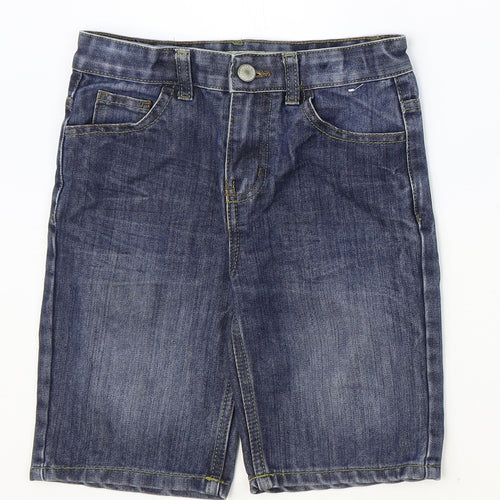 Denim & Co. Boys Blue Cotton Bermuda Shorts Size 8-9 Years Regular Zip