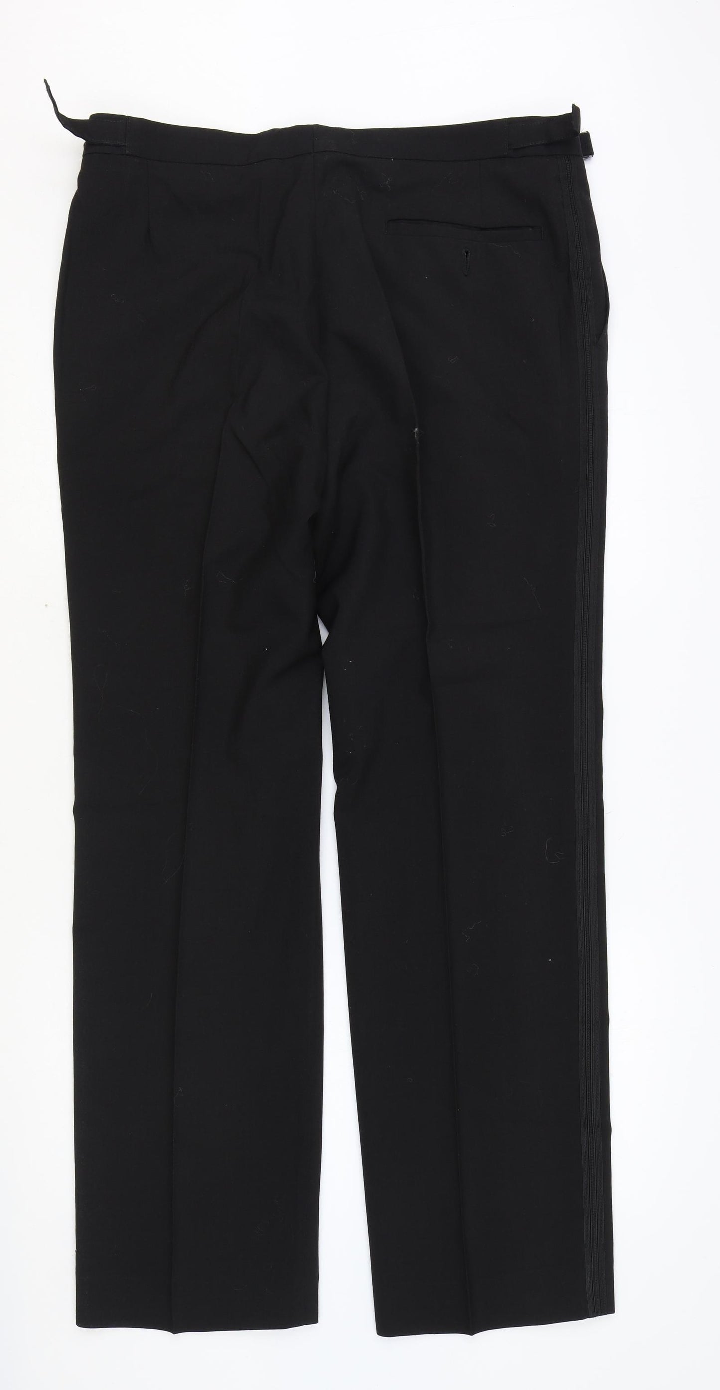 Preworn Mens Black Polyester Dress Pants Trousers Size 36 in Regular Zip
