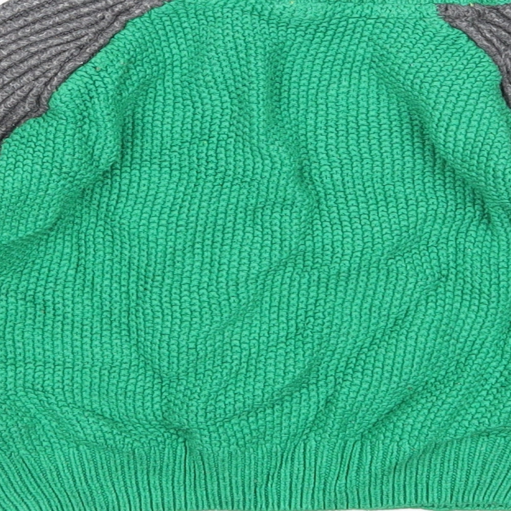 Marks and Spencer Boys Green Round Neck Colourblock Viscose Pullover Jumper Size 3-4 Years Pullover