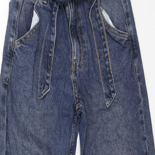 Denim & Co. Girls Blue Cotton Skinny Jeans Size 10-11 Years L24 in Regular Button