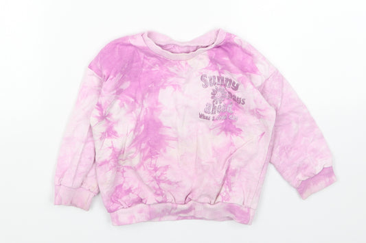 Matalan Girls Pink Cotton Pullover Sweatshirt Size 2-3 Years Pullover - Tie Dye Pattern