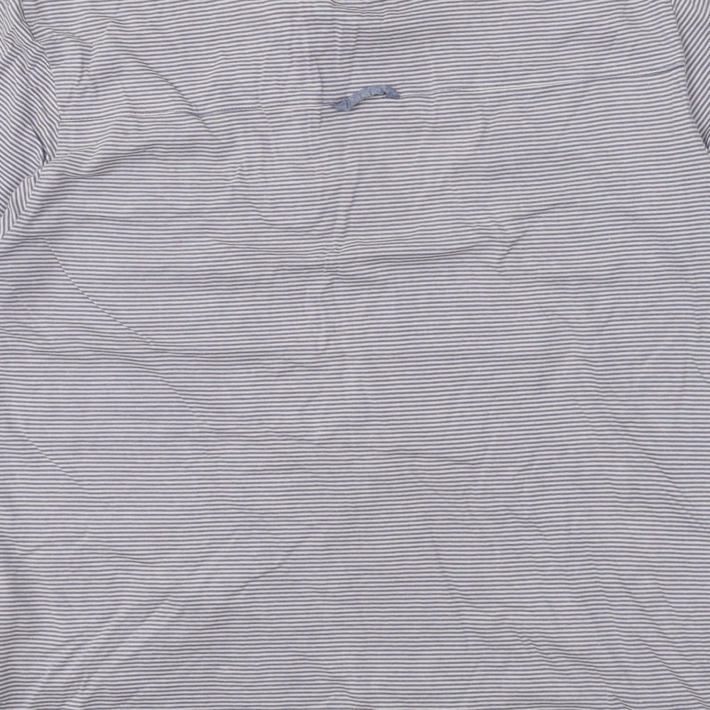 Ben Sherman Mens Grey Striped 100% Cotton Polo Size M Collared Button