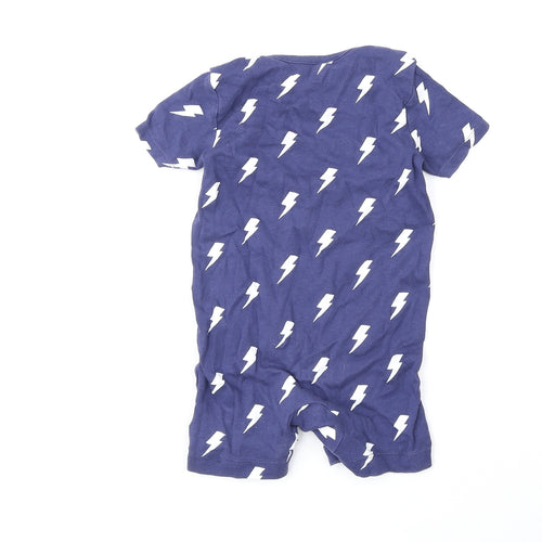 F&F Baby Blue Geometric 100% Cotton Romper One-Piece Size 12-18 Months Snap - Thunder Print