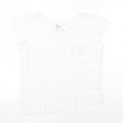 Love to Lounge Womens White Cotton Basic T-Shirt Size 6 Round Neck