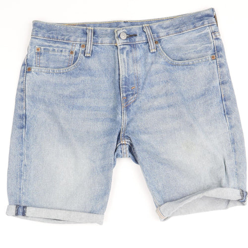 Levis Mens Blue Cotton Bermuda Shorts Size 34 in Regular Zip